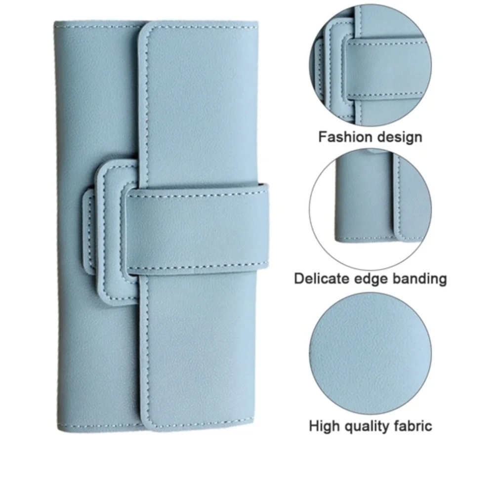 Women's Light Blue Faux‎ Leather Long Leather Wallet Clutch